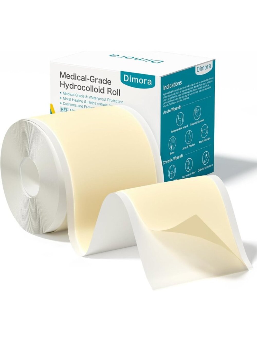 Medical Grade Hydrocolloid Bandage Roll 2in x 16ft - Absorbent Wound Care